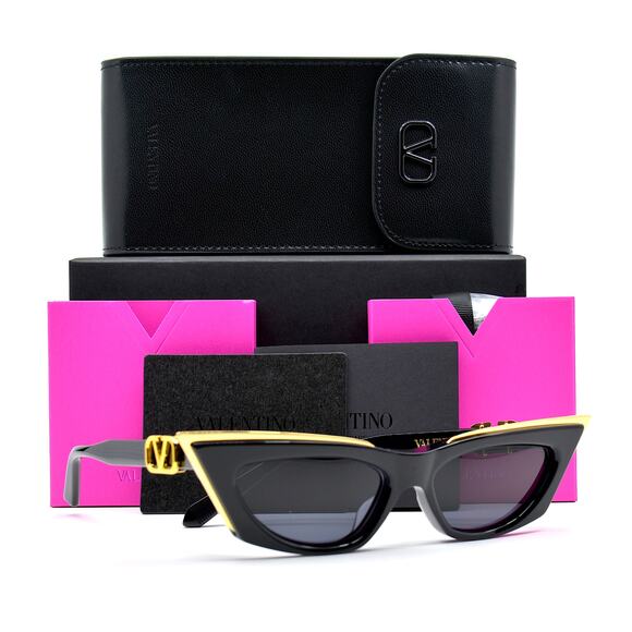 Valentino Accessories - NEW VALENTINO GOLDCUT VLS-113A-55 BLACK GREY LENS SUNGLASSES AUTHENTIC